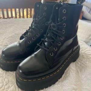 Dr. Martens Jadon platform boots, black leather, size 7, in excellent condition